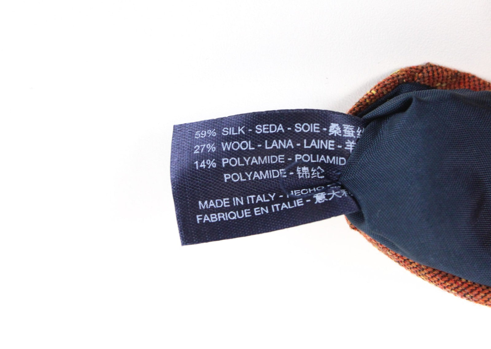 SUITSUPPLY Orange Pattern Tie ~150x8cm Wool Silk Blend Pointed-End Men's