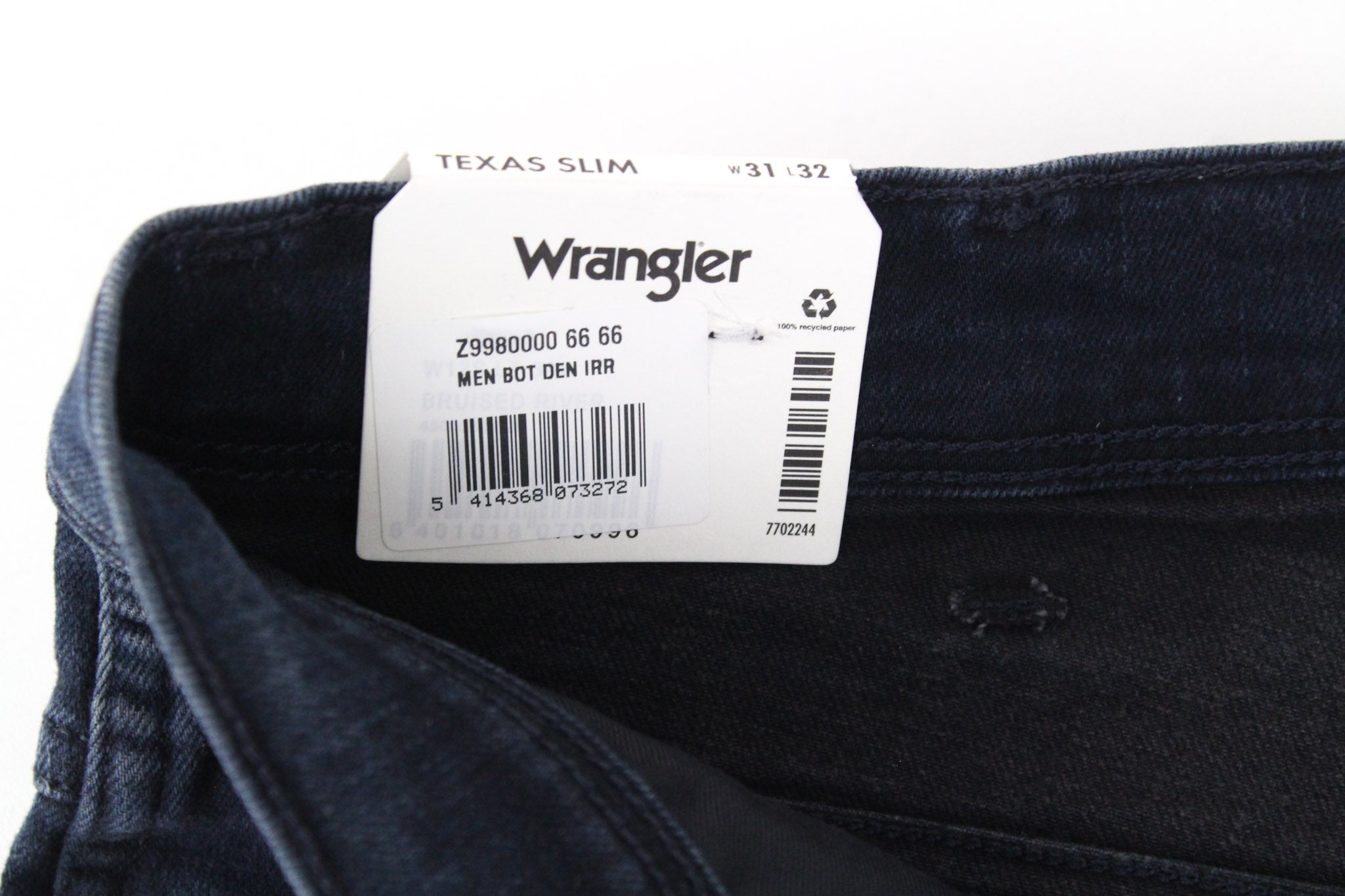 WRANGLER Texas Jeans W31 L32 Men's Slim Fit Blue Stretch Zip Fly High Rise