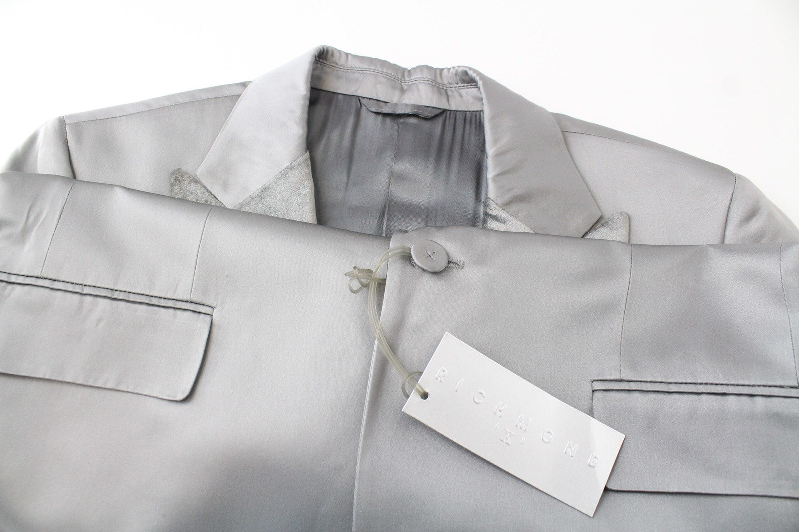 RICHMOND Men's Grey Silver Tuxedo Blazer 48 Peak Lapel Lined Formal