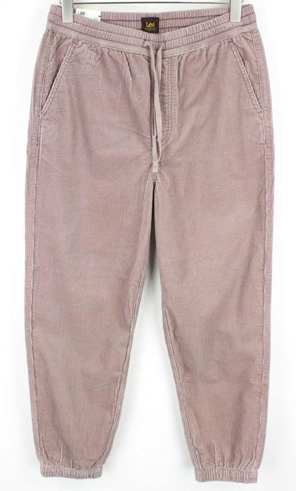LEE Men's Pink Corduroy Pants M Relaxed Fit Cuffed Drawstring Casual Trousers