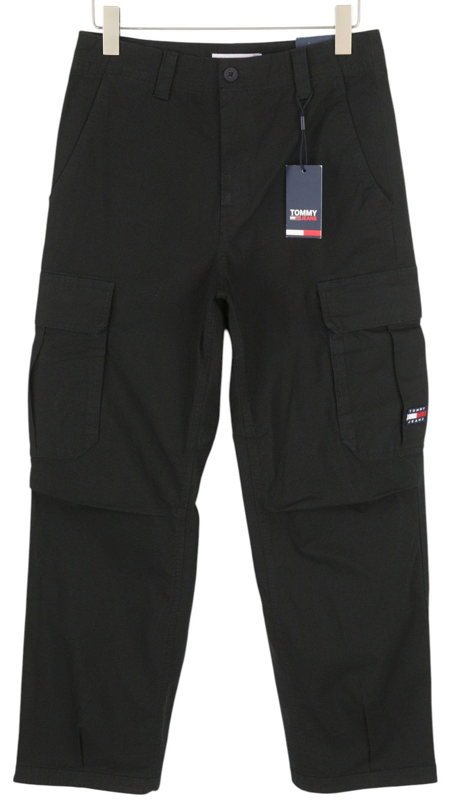 TOMMY HILFIGER Aiden Baggy Cargo Men Trousers W30/L32 Black Patch Pocket RRP€149