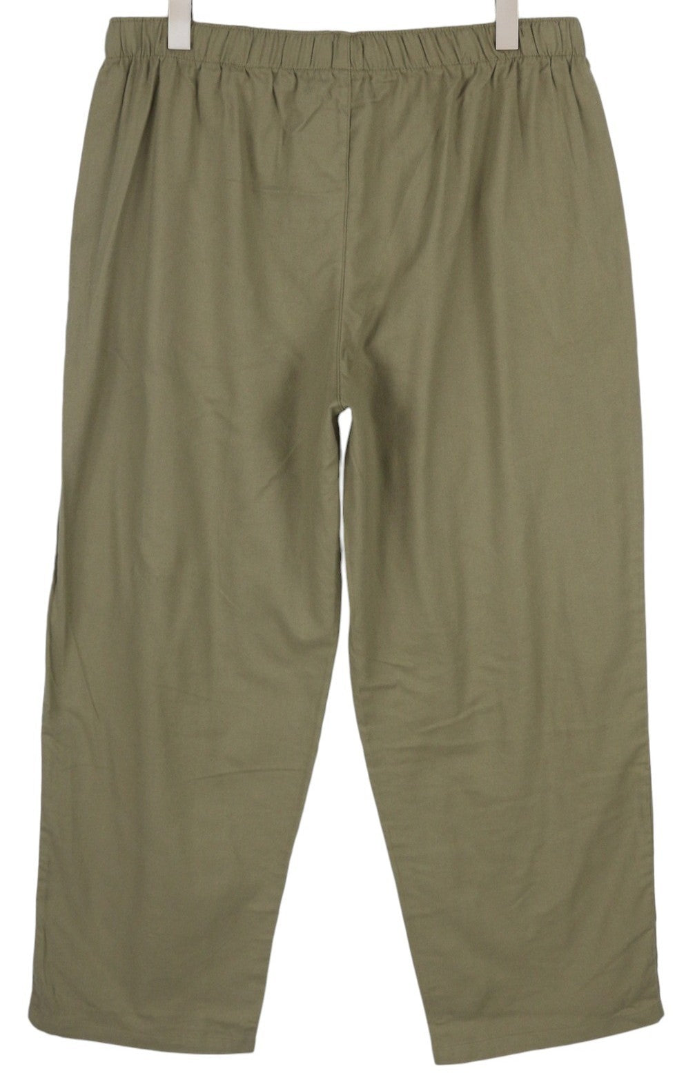 CALVIN KLEIN Men Trousers XL Khaki Green Flannel Elastic Waist Logo Sleepwear