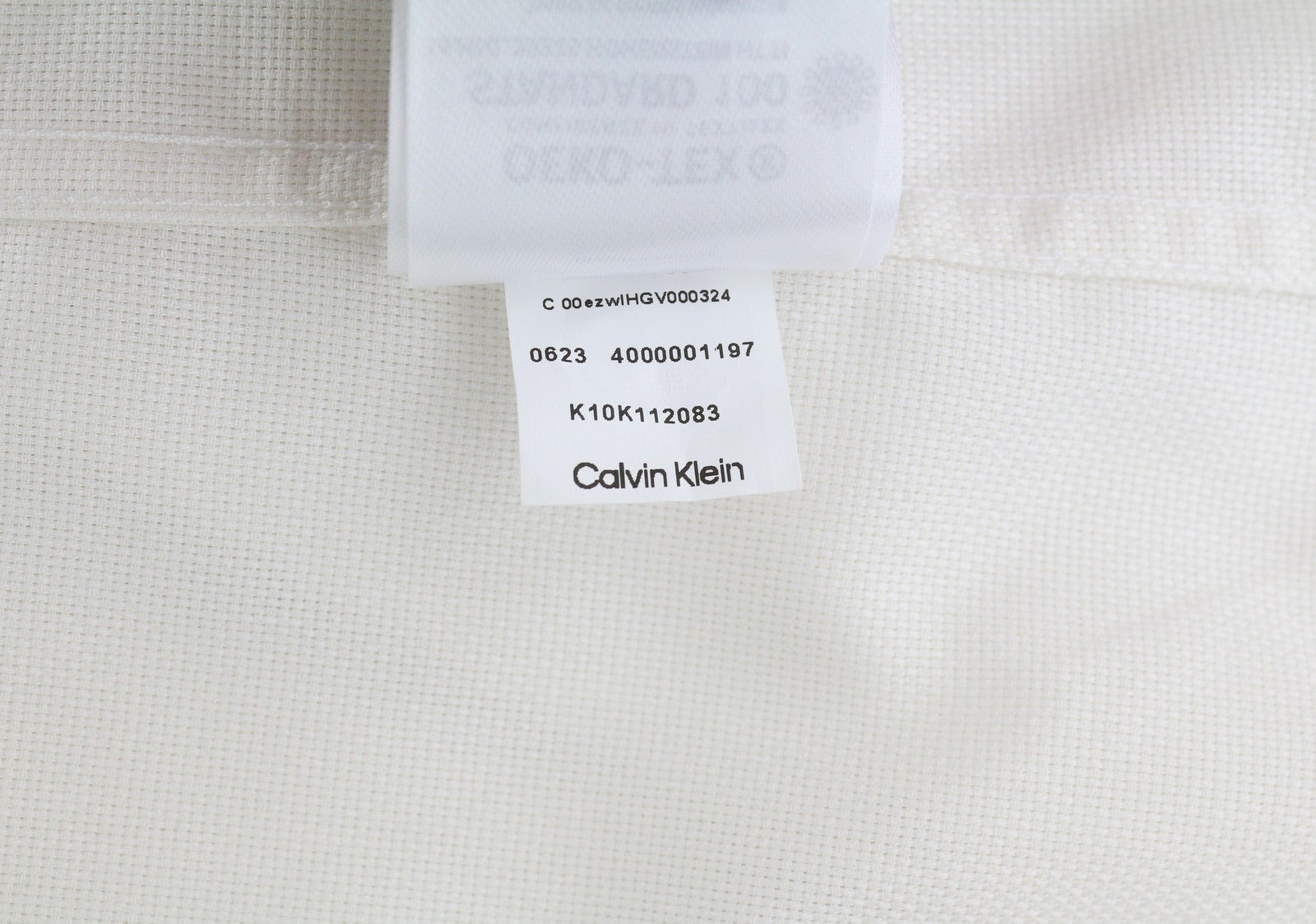 CALVIN KLEIN Structure Solid Slim Men Shirt 40 L Off White Cotton Button Light