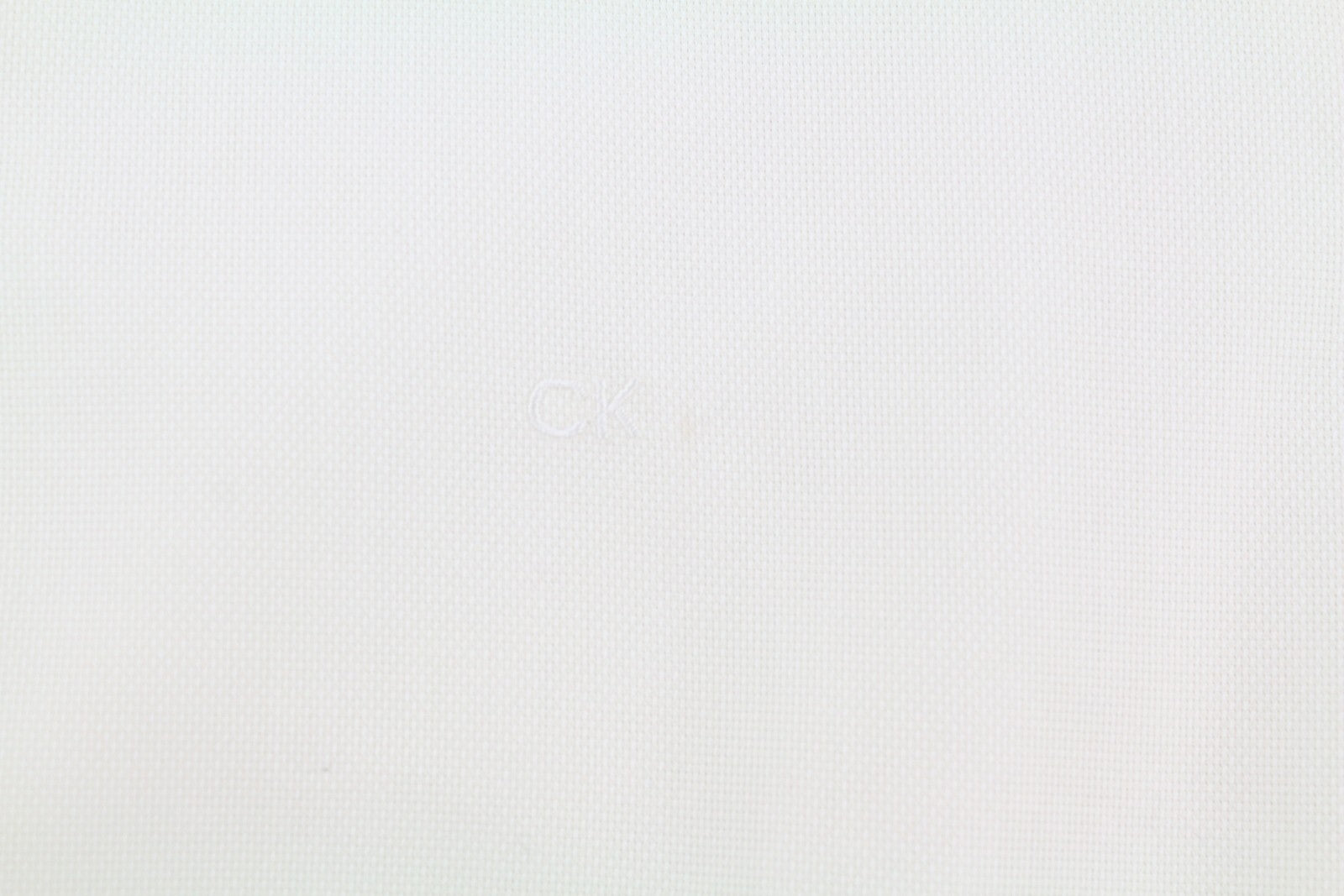 CALVIN KLEIN Structure Solid Slim Men Shirt 40 L Off White Cotton Button Light