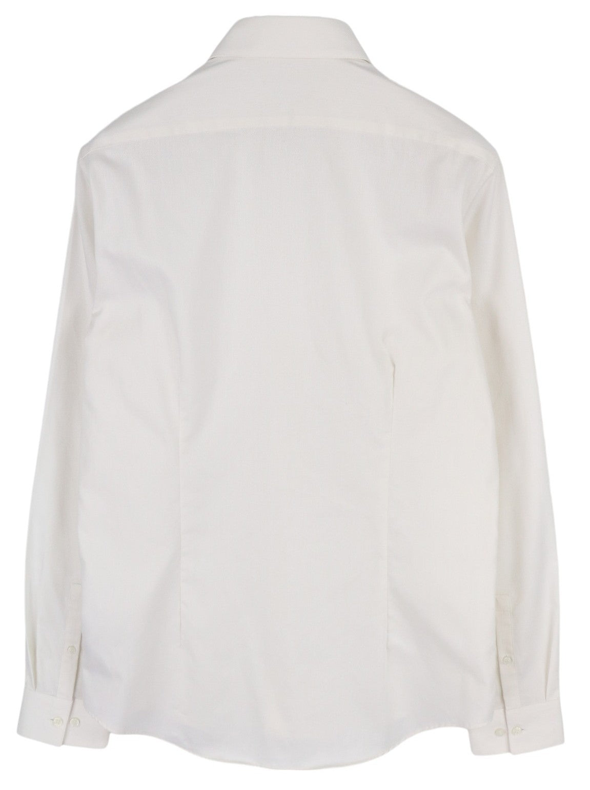 CALVIN KLEIN Structure Solid Slim Men Shirt 40 L Off White Cotton Button Light
