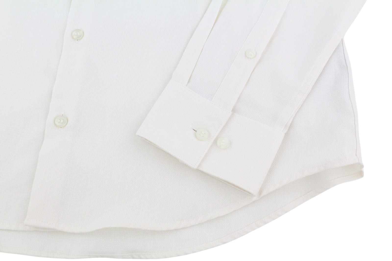 CALVIN KLEIN Structure Solid Slim Men Shirt 40 L Off White Cotton Button Light