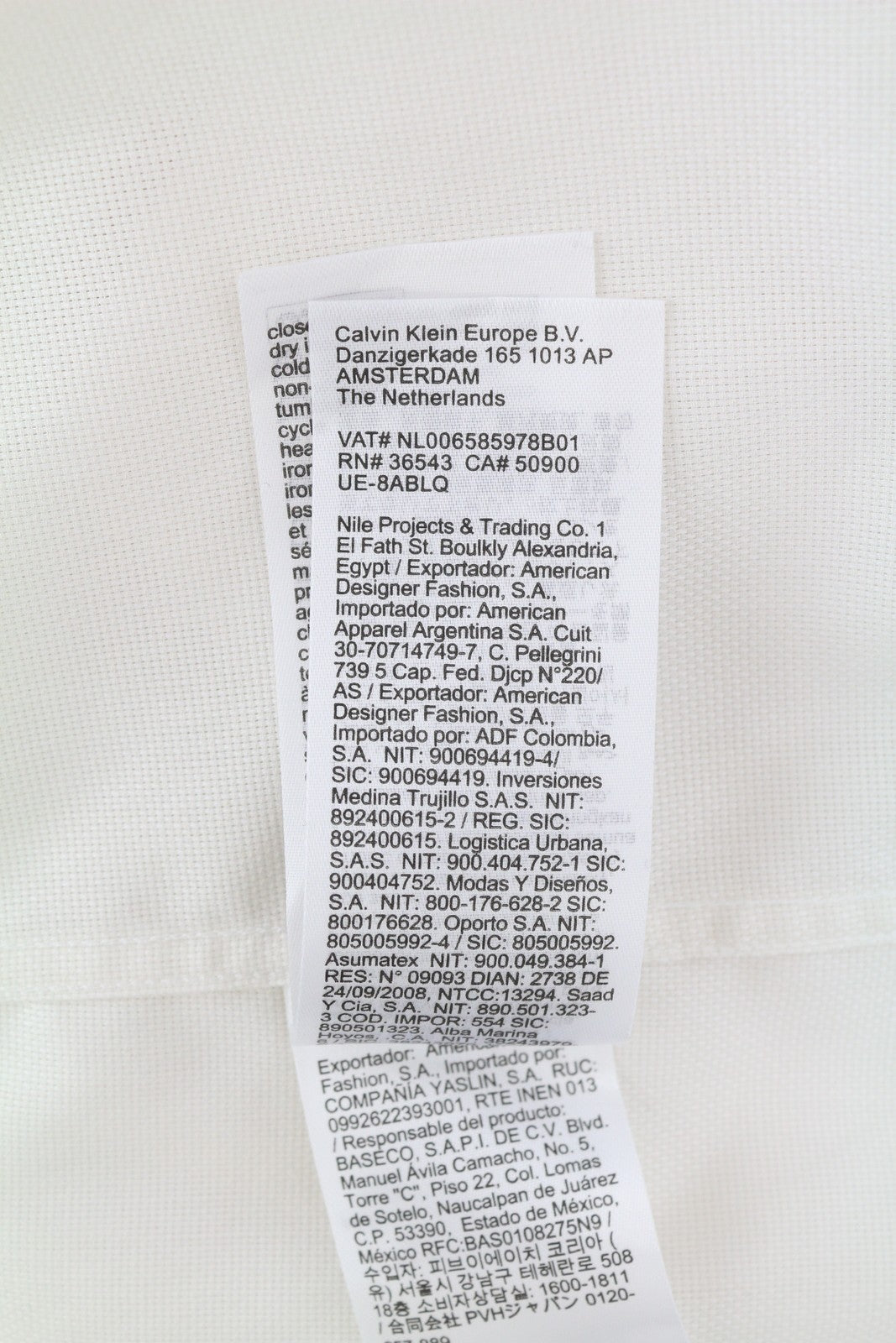 CALVIN KLEIN Structure Solid Slim Men Shirt 40 L Off White Cotton Button Light