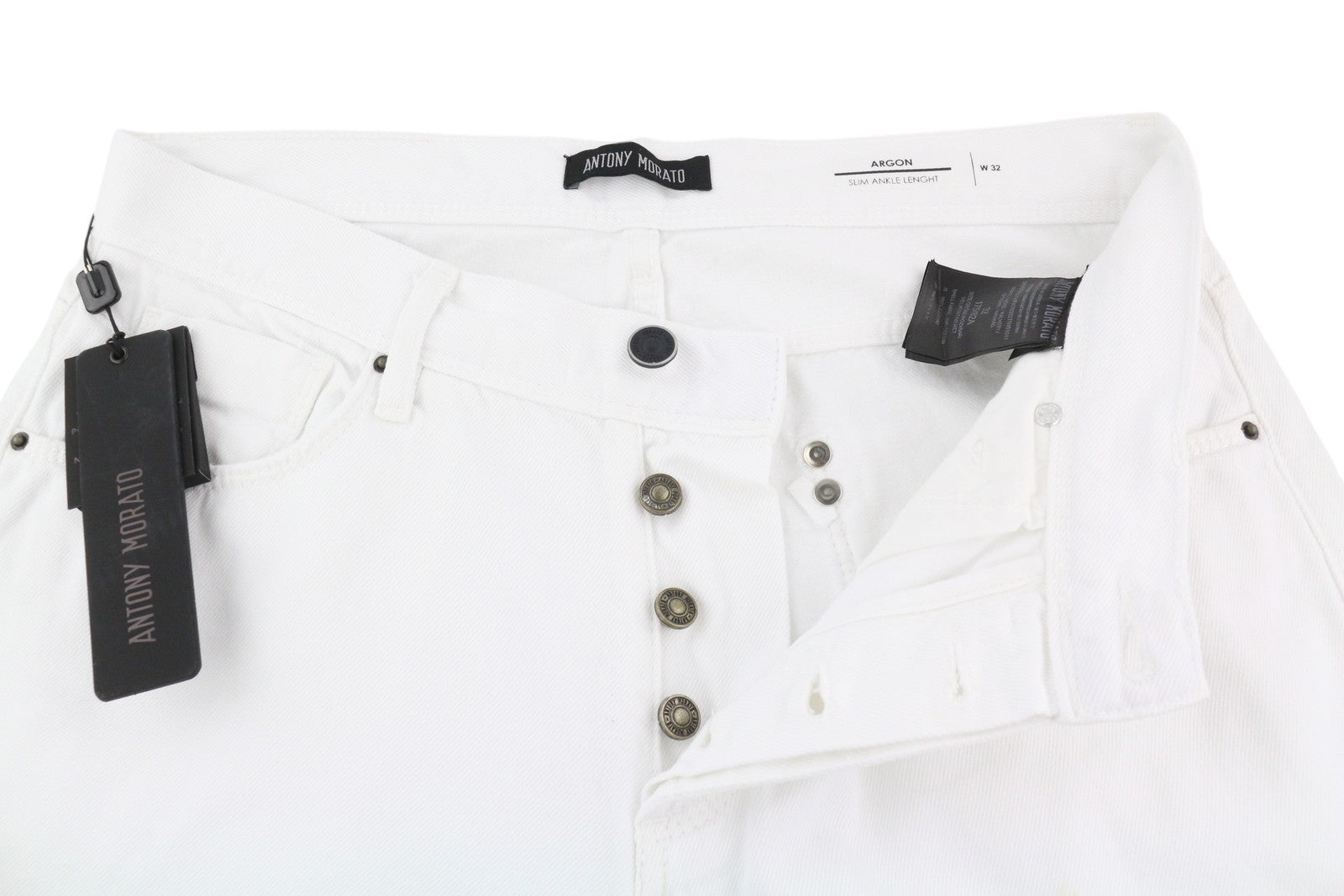 ANTONY MORATO Argon Men Jeans W32 Denim White Slim Fit Ankle Length Button Fly