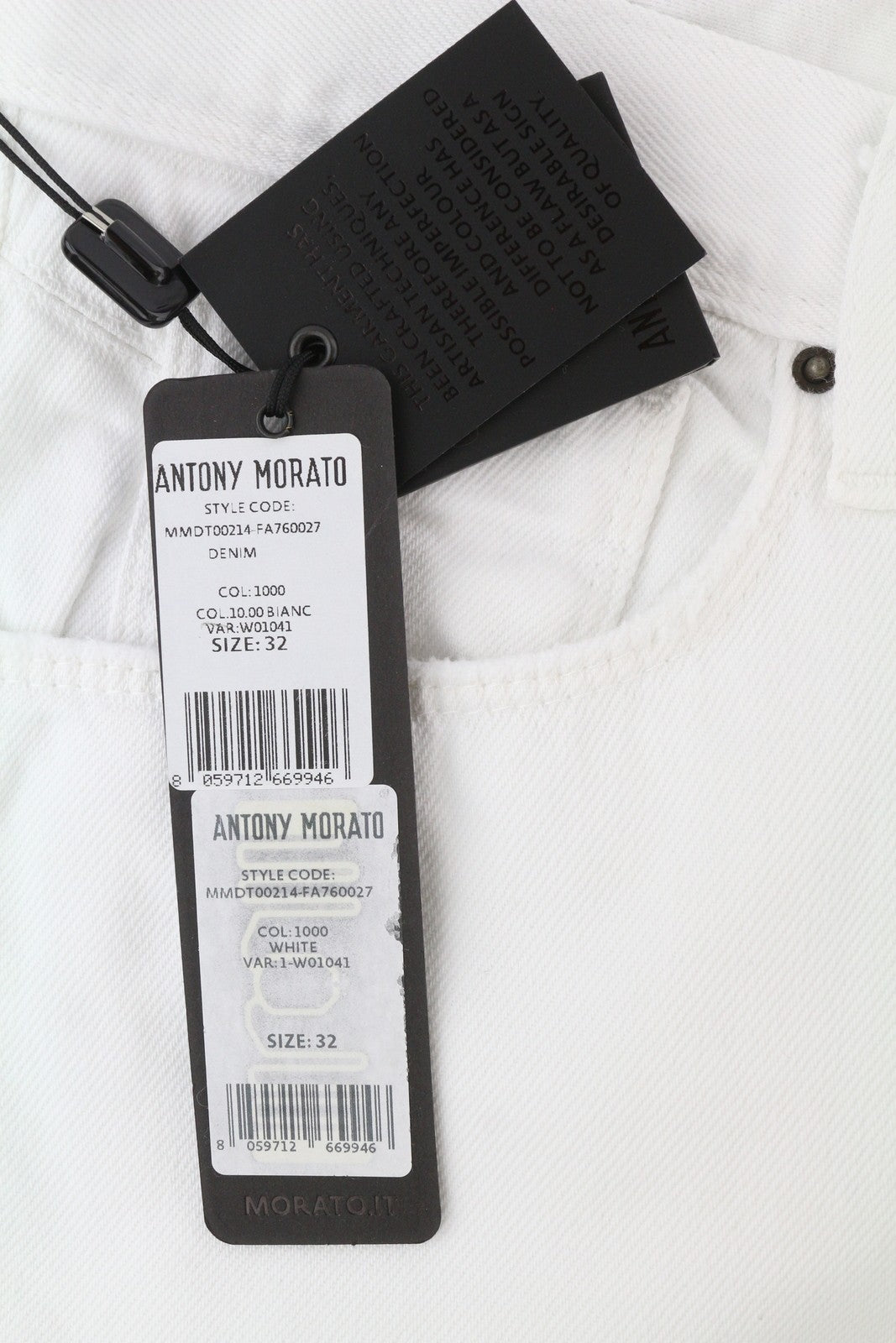 ANTONY MORATO Argon Men Jeans W32 Denim White Slim Fit Ankle Length Button Fly