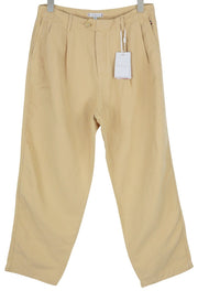 TOMMY HILFIGER Women Trousers EU40 Brown Linen Blend Flared Leg Pleated RRP€196