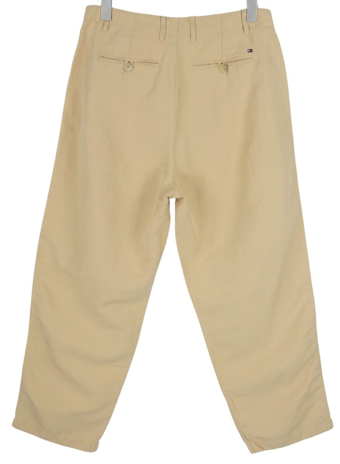 TOMMY HILFIGER Women Trousers EU40 Brown Linen Blend Flared Leg Pleated RRP€196