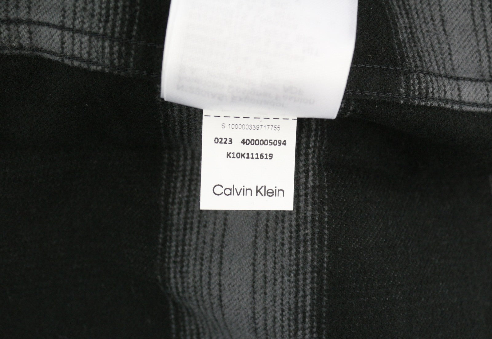 CALVIN KLEIN Twill Fleece Check Men Jacket M Black Overshirt Snap Buttons Spread