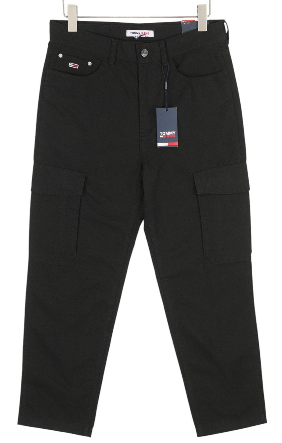 TOMMY HILFIGER Skater Carpenter Men Trousers W30/L32 Black Cargo Zip Fly RRP€119