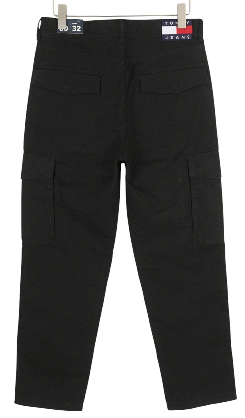 TOMMY HILFIGER Skater Carpenter Men Trousers W30/L32 Black Cargo Zip Fly RRP€119