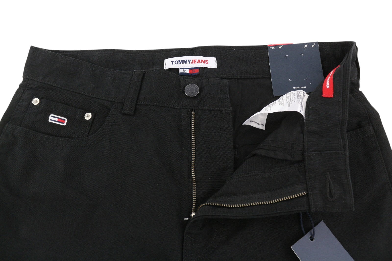 TOMMY HILFIGER Skater Carpenter Men Trousers W30/L32 Black Cargo Zip Fly RRP€119