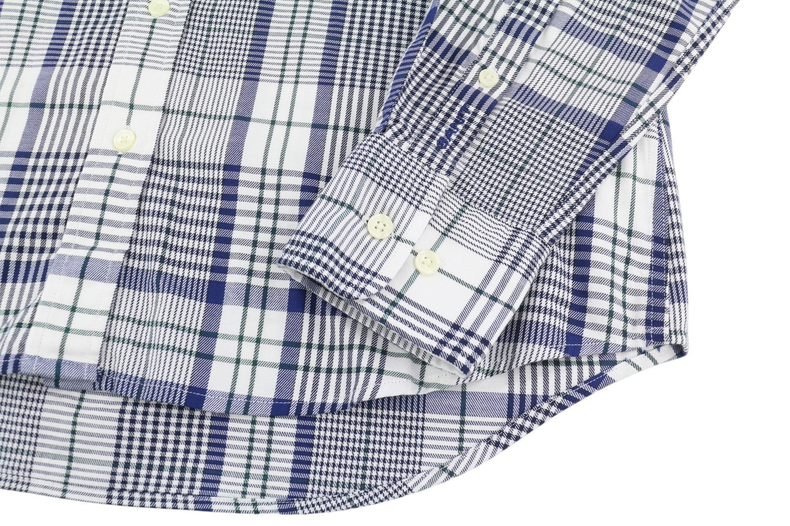 GANT Flannel Women Shirt EU34 Casual Plaid Pattern Button-Up Spread Neck Logo