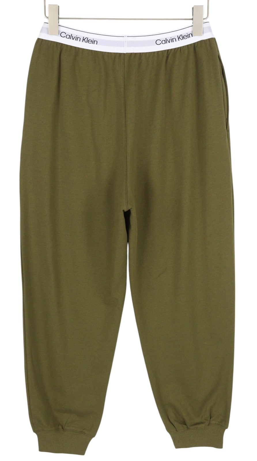 CALVIN KLEIN Men Trousers M Green Jogger Elastic Waist Pockets Tricot Stretch