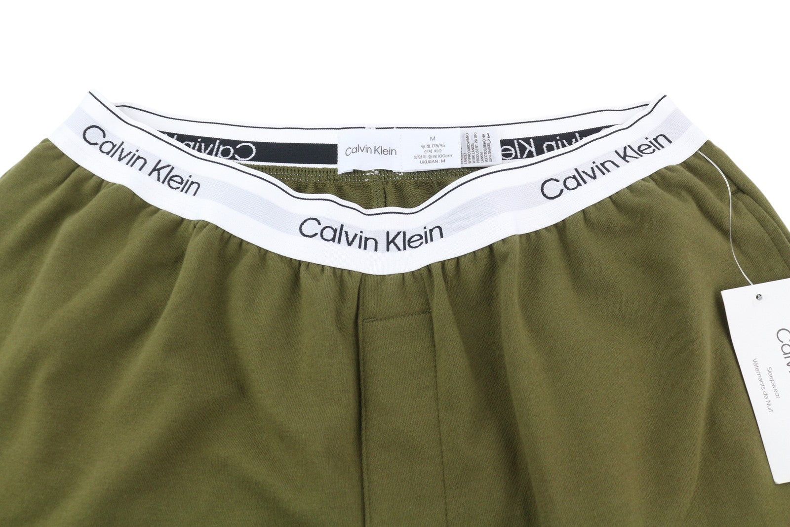CALVIN KLEIN Men Trousers M Green Jogger Elastic Waist Pockets Tricot Stretch