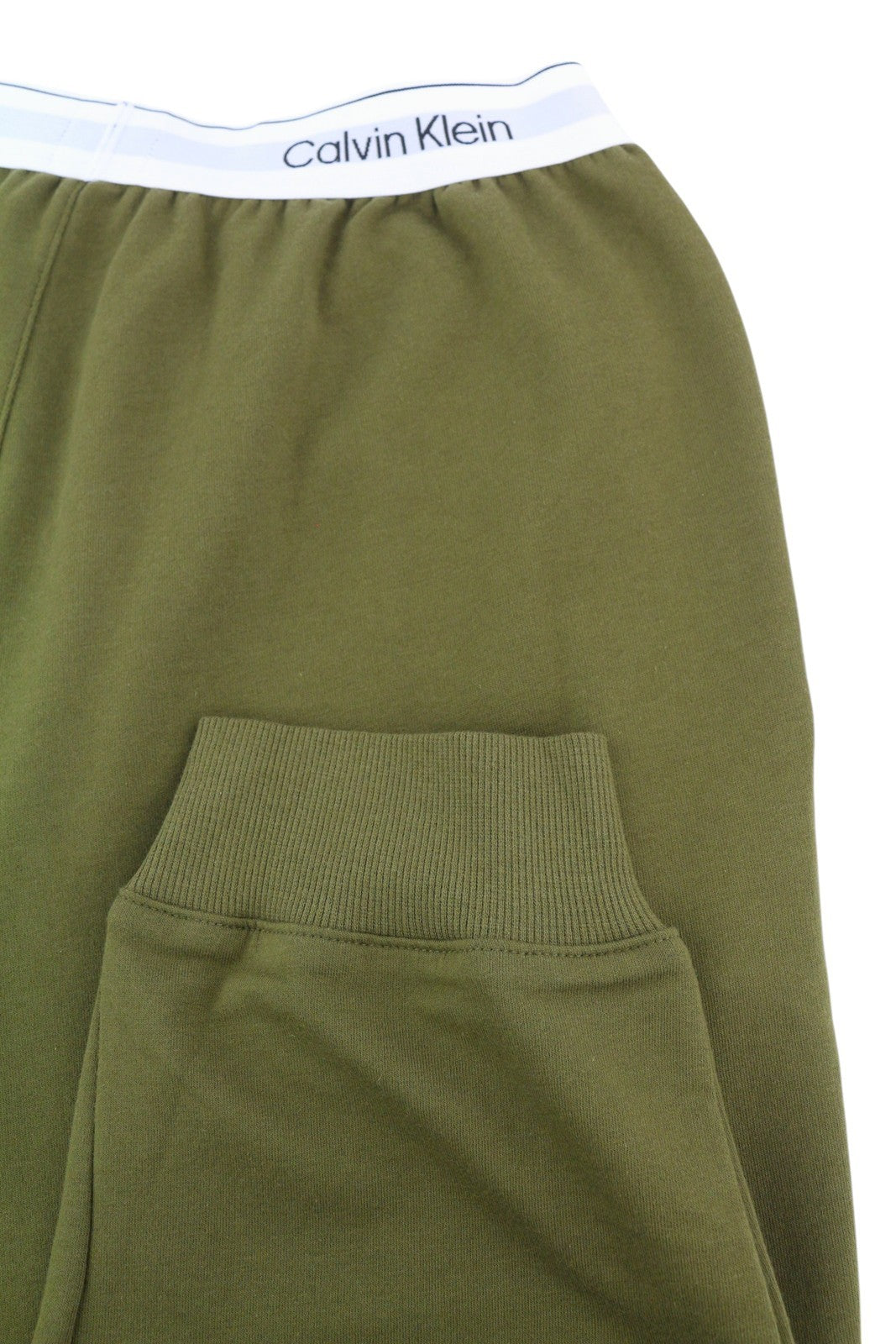 CALVIN KLEIN Men Trousers M Green Jogger Elastic Waist Pockets Tricot Stretch