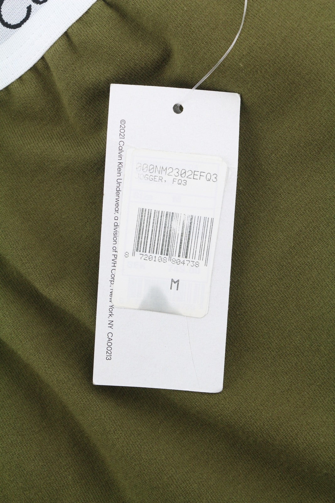 CALVIN KLEIN Men Trousers M Green Jogger Elastic Waist Pockets Tricot Stretch