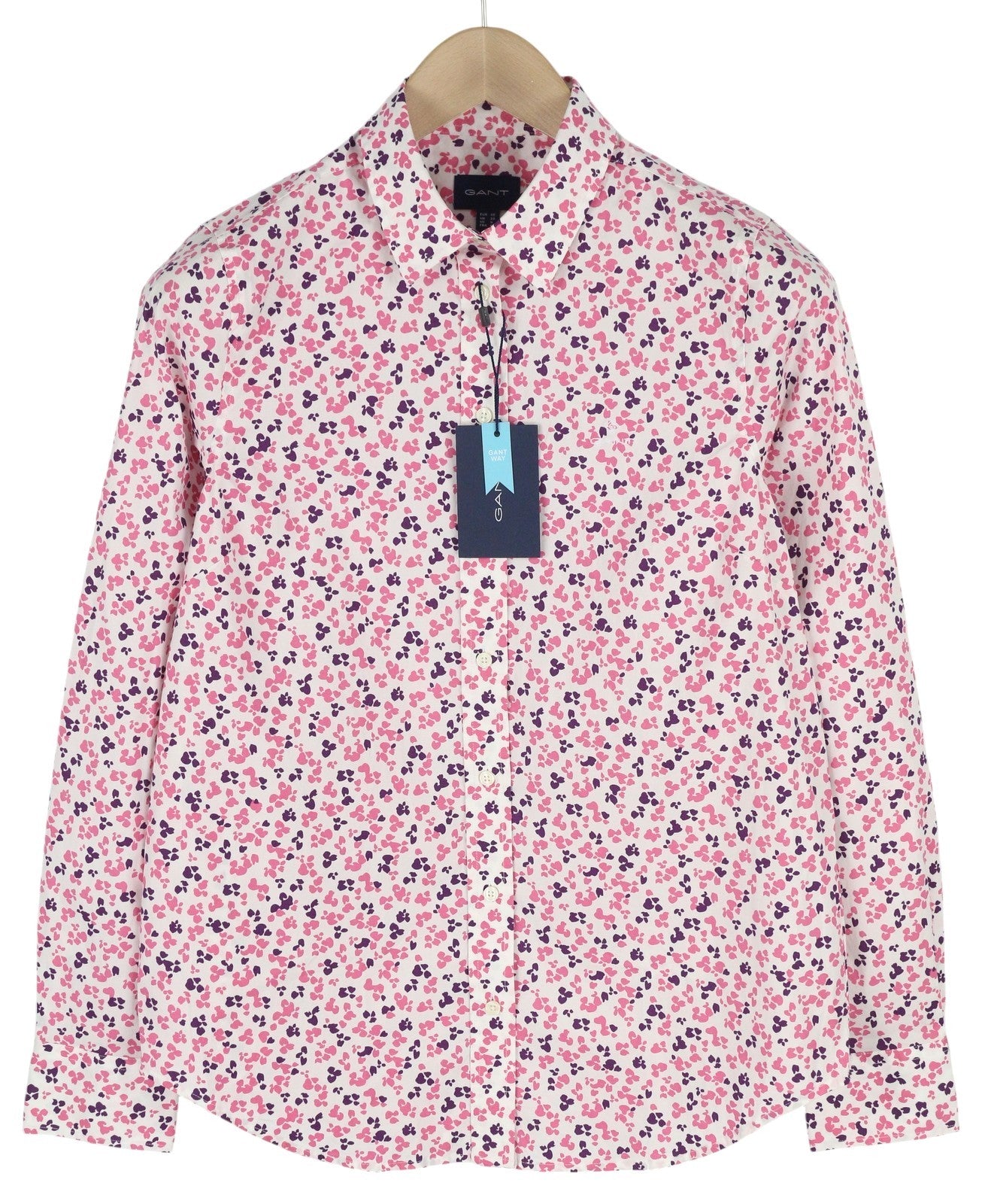GANT Clover Garden Stretch Women Shirt EU38 Casual Colourful Button-Up Spread
