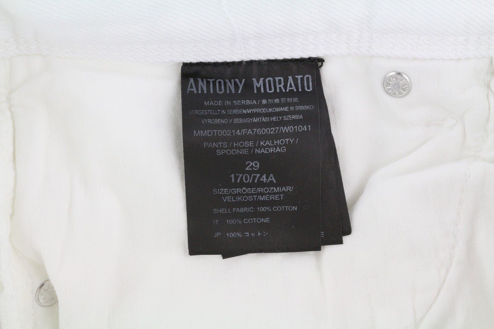 ANTONY MORATO Argon Men Jeans W29 Denim White Slim Fit Ankle Length Button Fly