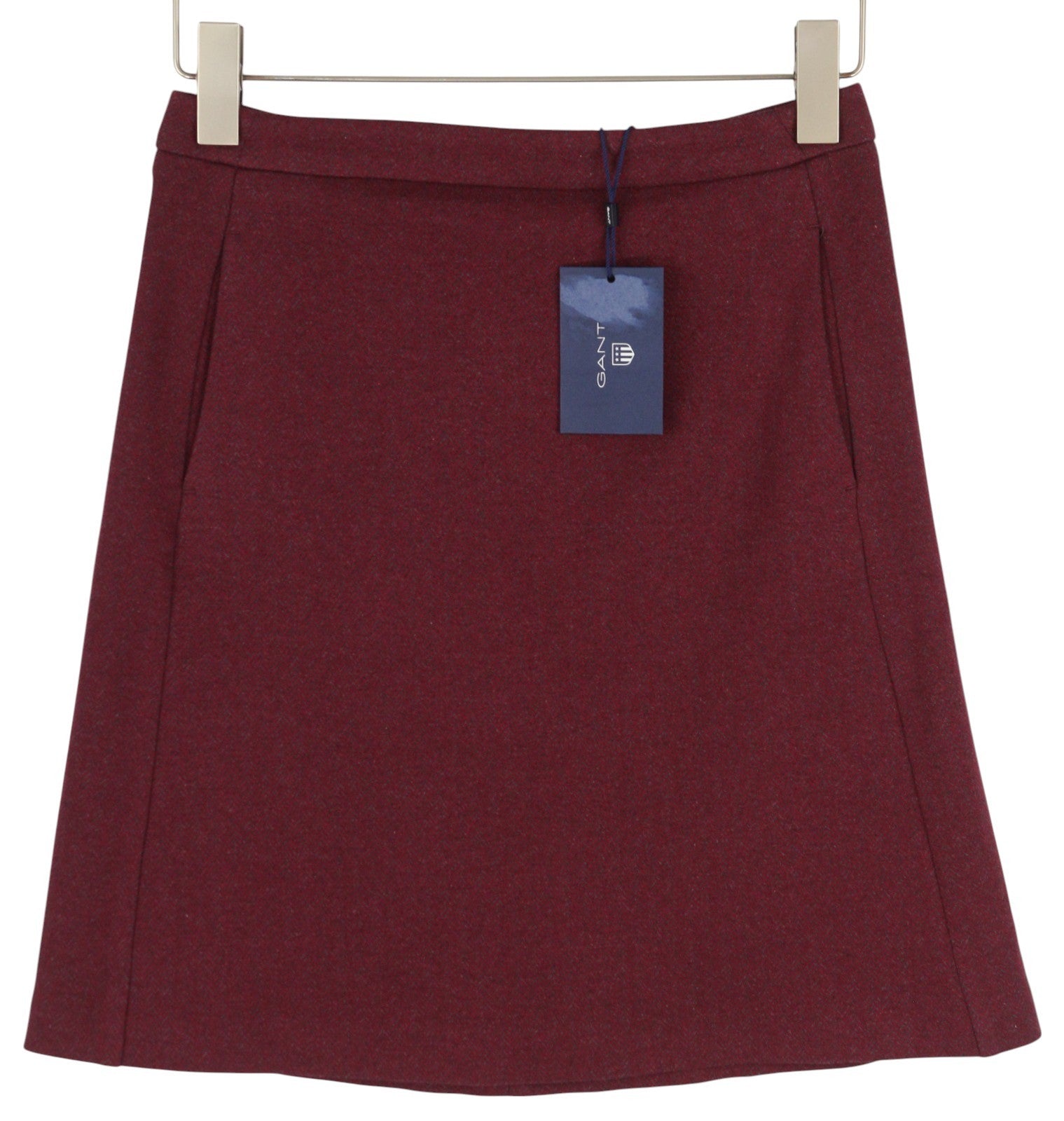 GANT Herringbone Jersey Women Skirt EU36 Burgundy Pockets Lined Zipper Mini