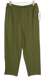 CALVIN KLEIN Men Trousers L Green Stretch Tricot Elastic Waist Logo Sleepwear