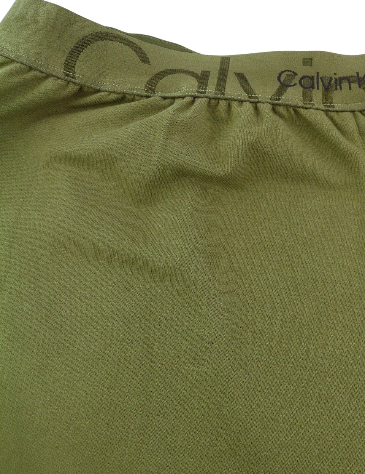 CALVIN KLEIN Men Trousers L Green Stretch Tricot Elastic Waist Logo Sleepwear