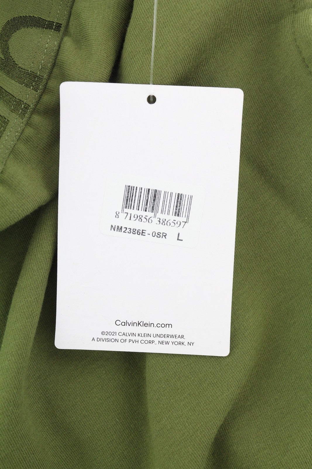 CALVIN KLEIN Men Trousers L Green Stretch Tricot Elastic Waist Logo Sleepwear