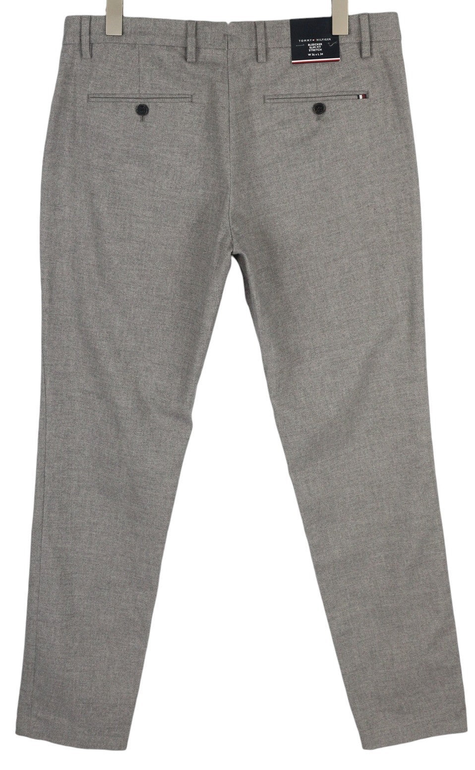 TOMMY HILFIGER Bleecker Brushed Solid Men Trousers W36/L34 Melange Slim Stretch