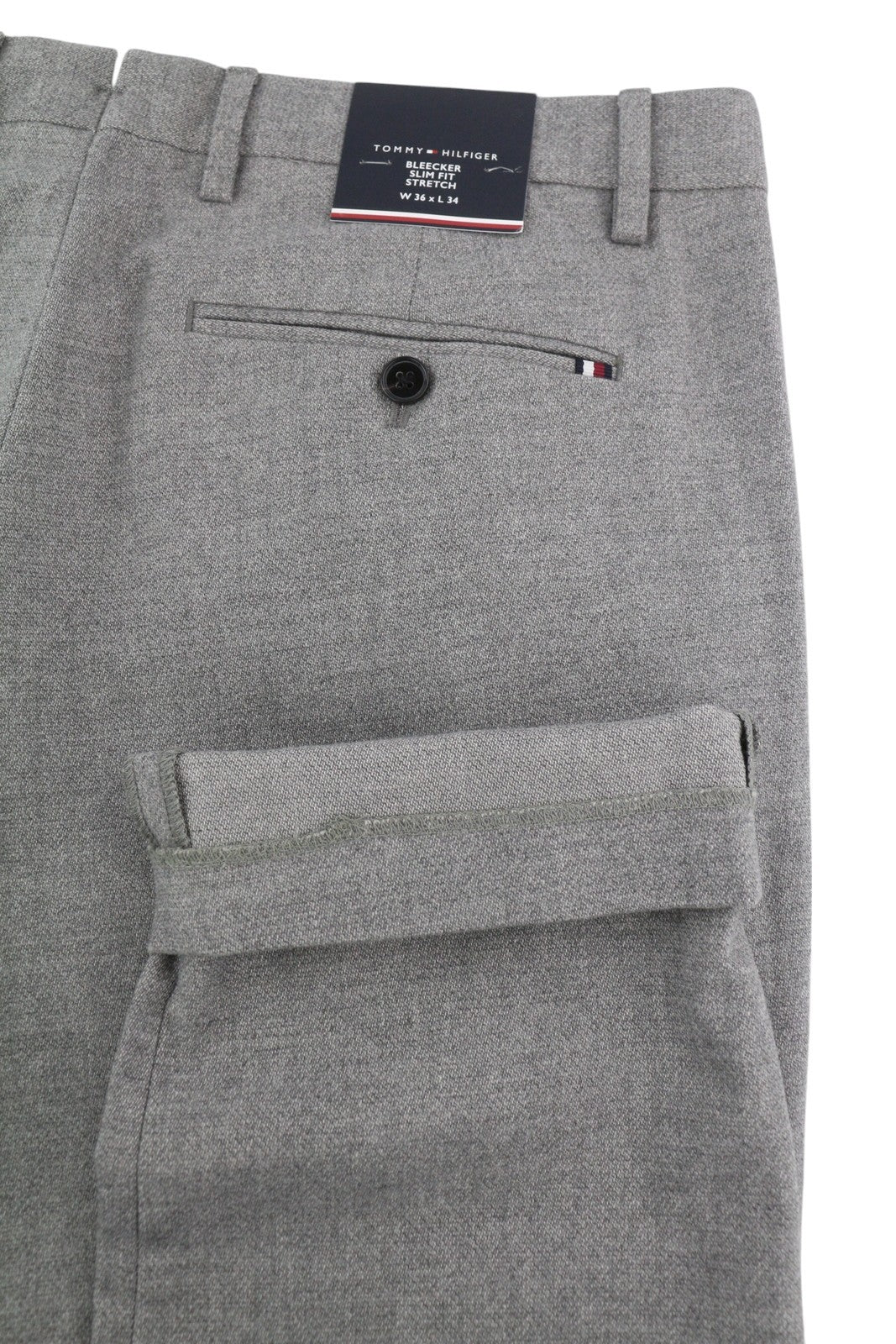 TOMMY HILFIGER Bleecker Brushed Solid Men Trousers W36/L34 Melange Slim Stretch