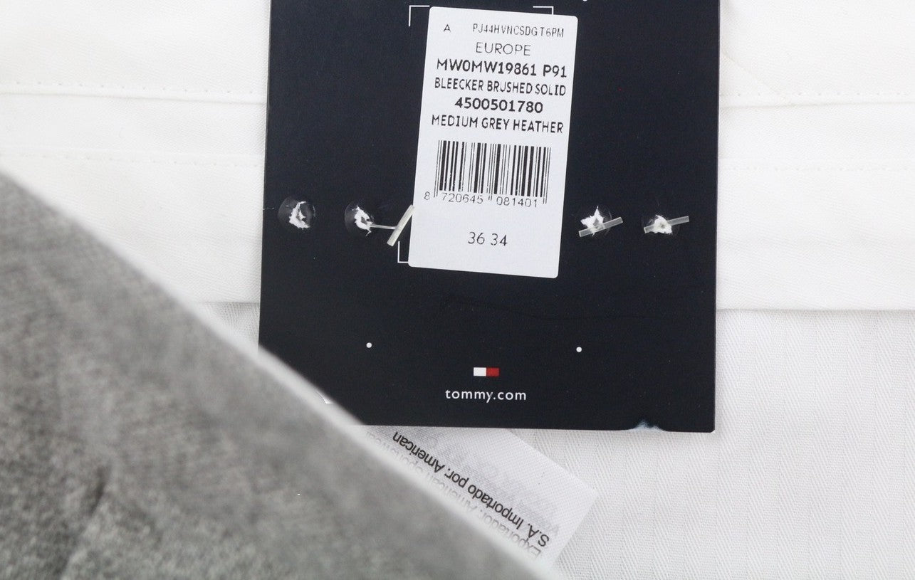 TOMMY HILFIGER Bleecker Brushed Solid Men Trousers W36/L34 Melange Slim Stretch
