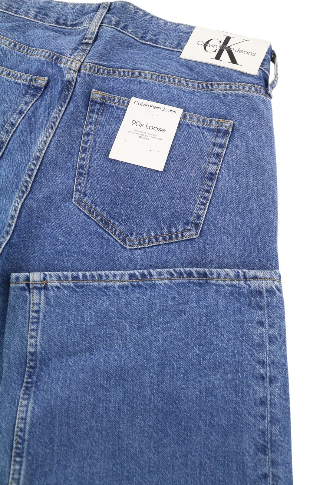 CALVIN KLEIN 90's Loose Cargo Men Jeans W31 Denim Blue Regular Fit Zipper Logo