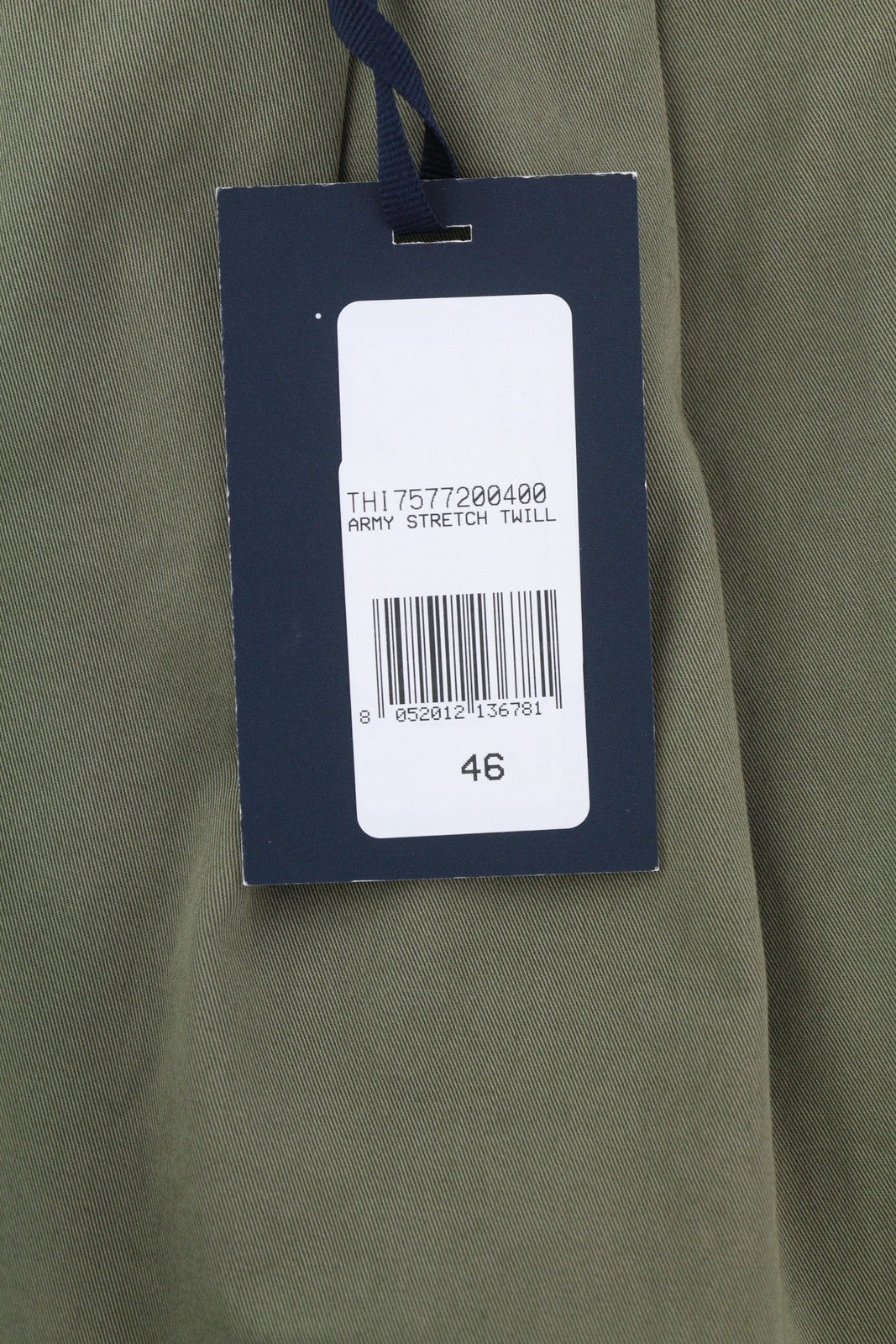 TOMMY HILFIGER Army Stretch Twill Men Trousers W32 Khaki Pleated Zip Fly Tapered