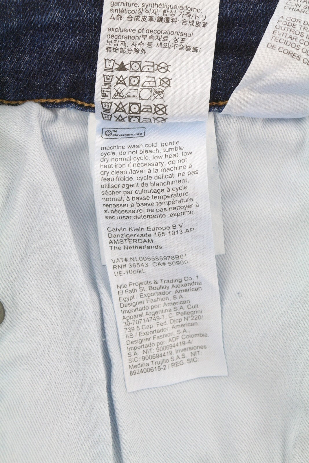 CALVIN KLEIN Tapered Dark Blue Men Jeans W38/L32 Stretch Zip Fly Pockets Denim