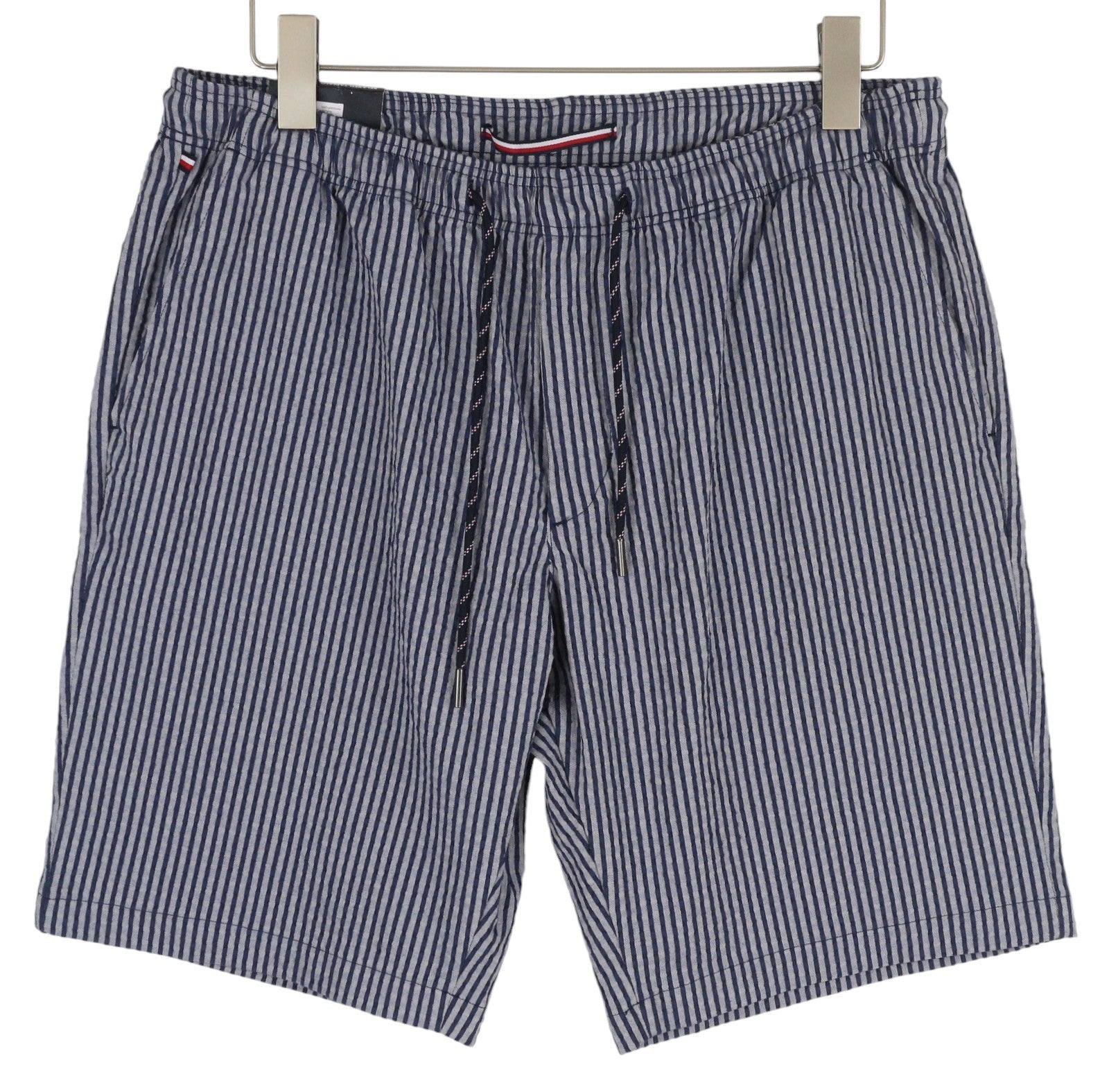 TOMMY HILFIGER Harlem Seersucker Stripe Men Shorts W34 Relaxed Tapered Fit Blue