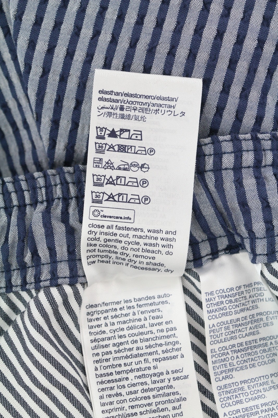 TOMMY HILFIGER Harlem Seersucker Stripe Men Shorts W34 Relaxed Tapered Fit Blue