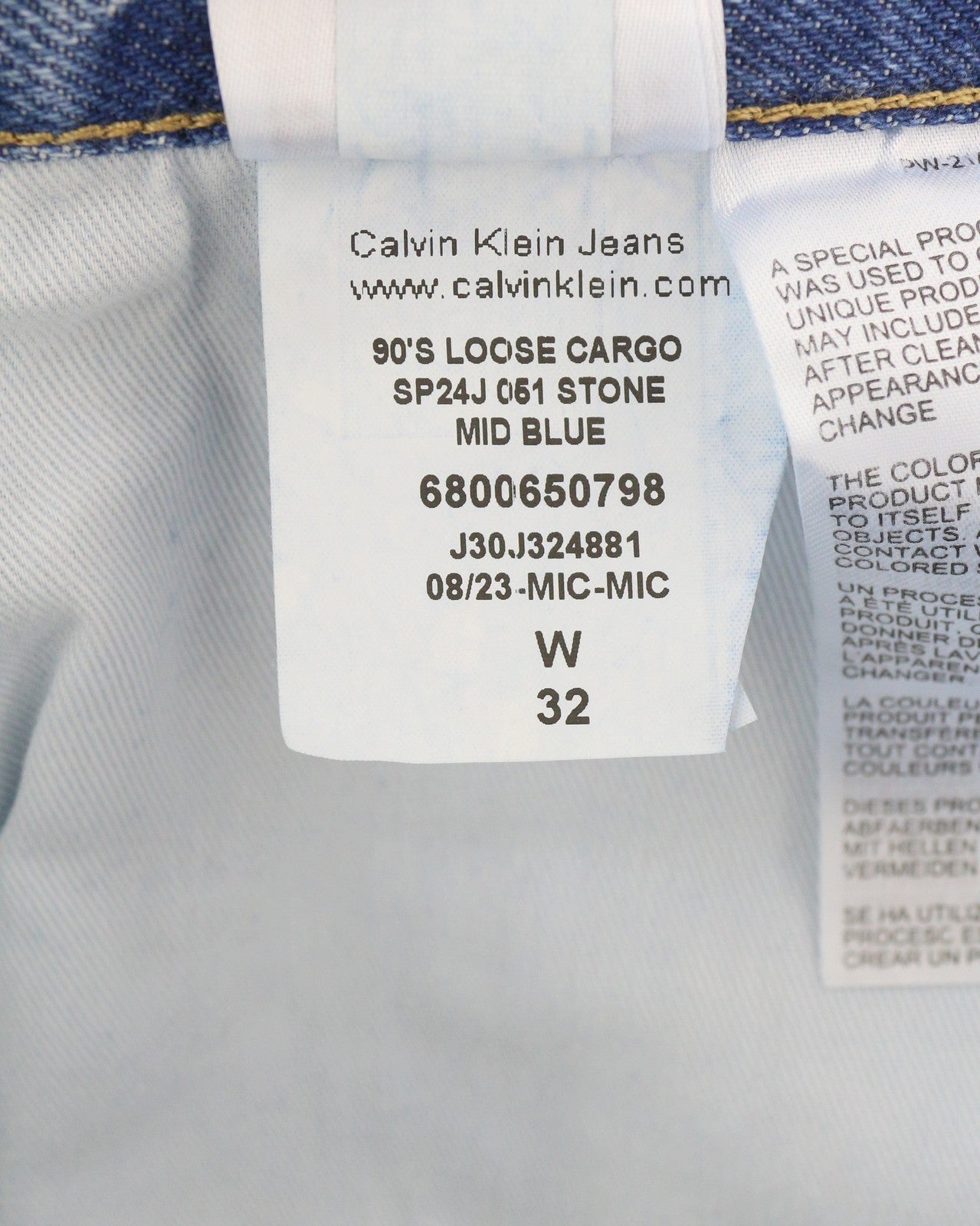 CALVIN KLEIN 90's Loose Cargo Men Jeans W32 Denim Blue Regular Fit Zipper Logo