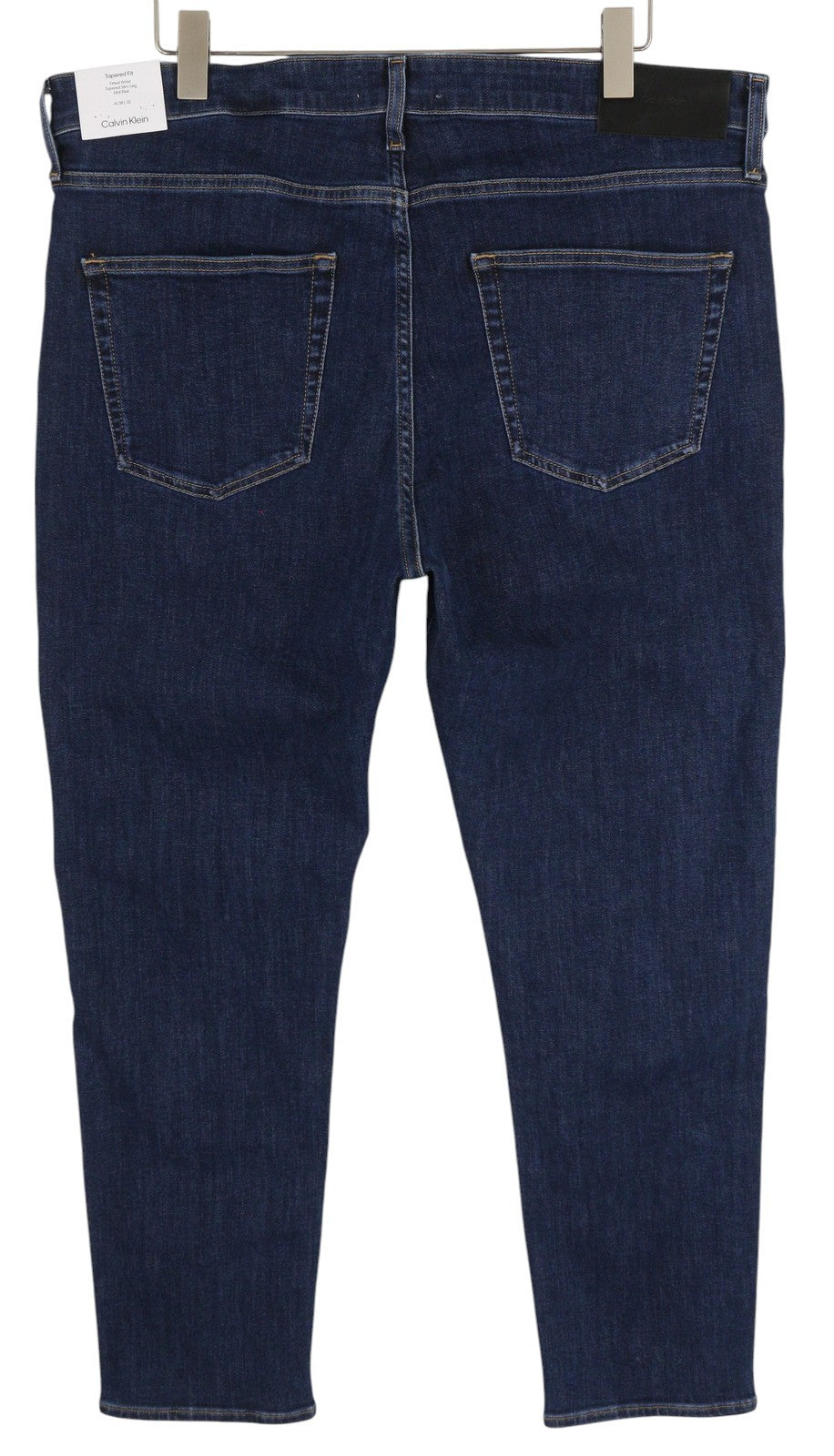 CALVIN KLEIN Tapered Dark Blue Men Jeans W38/L32 Stretchy Zip Fly Pockets Denim