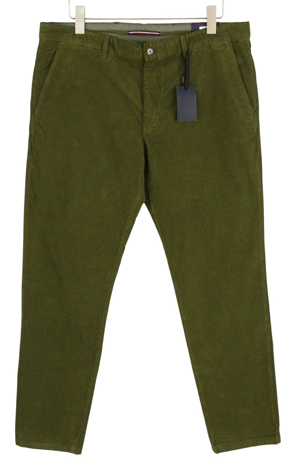 TOMMY HILFIGER Denton Chino Stretch Men Trousers W38/L34 Green Corduroy Straight