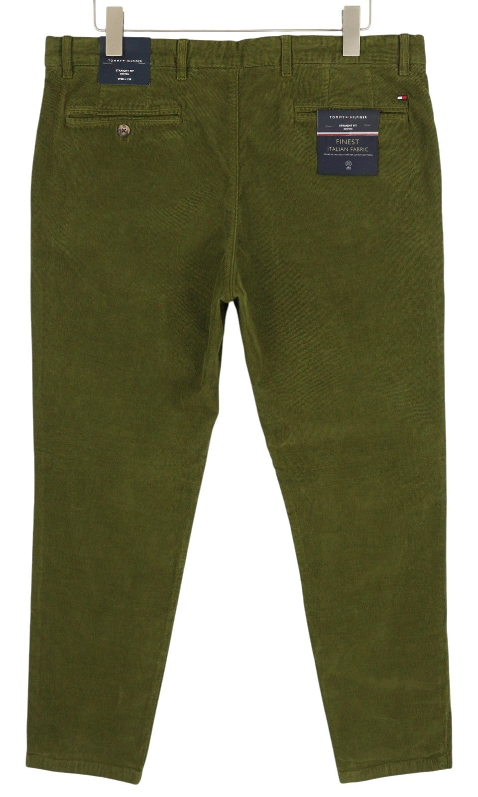 TOMMY HILFIGER Denton Chino Stretch Men Trousers W38/L34 Green Corduroy Straight