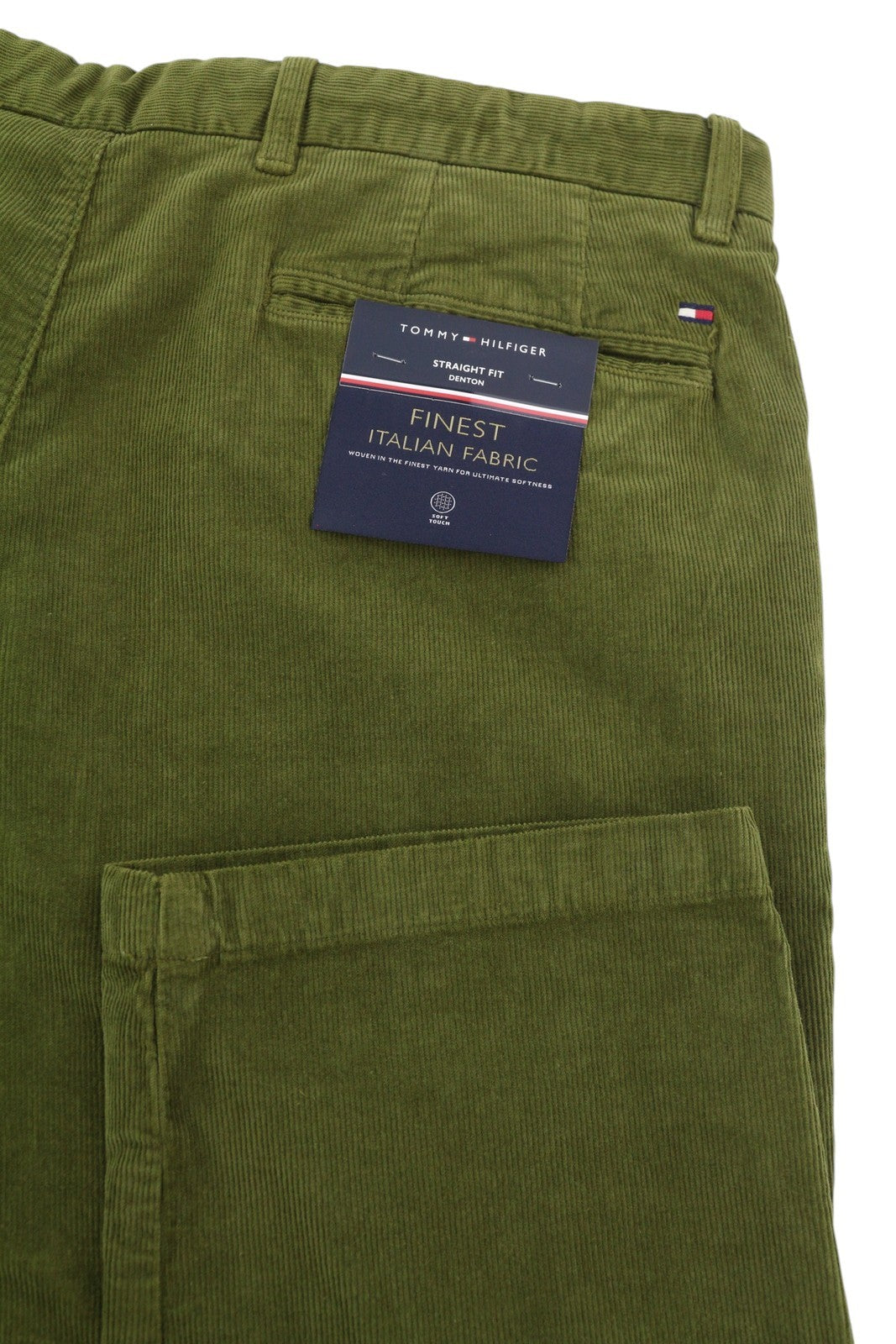 TOMMY HILFIGER Denton Chino Stretch Men Trousers W38/L34 Green Corduroy Straight