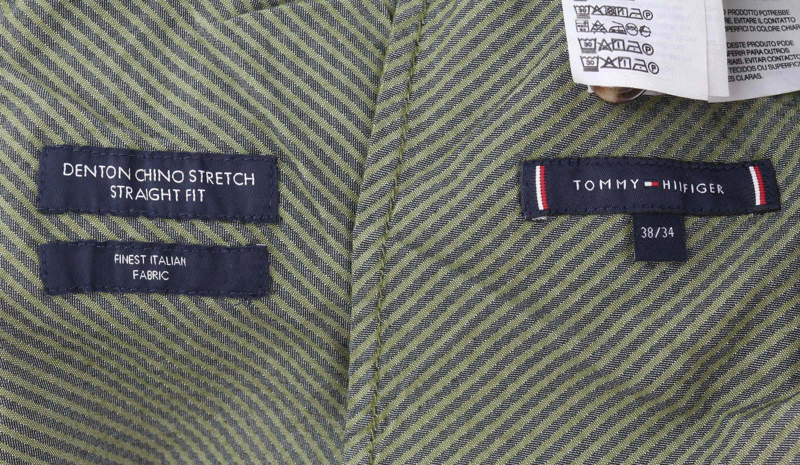 TOMMY HILFIGER Denton Chino Stretch Men Trousers W38/L34 Green Corduroy Straight
