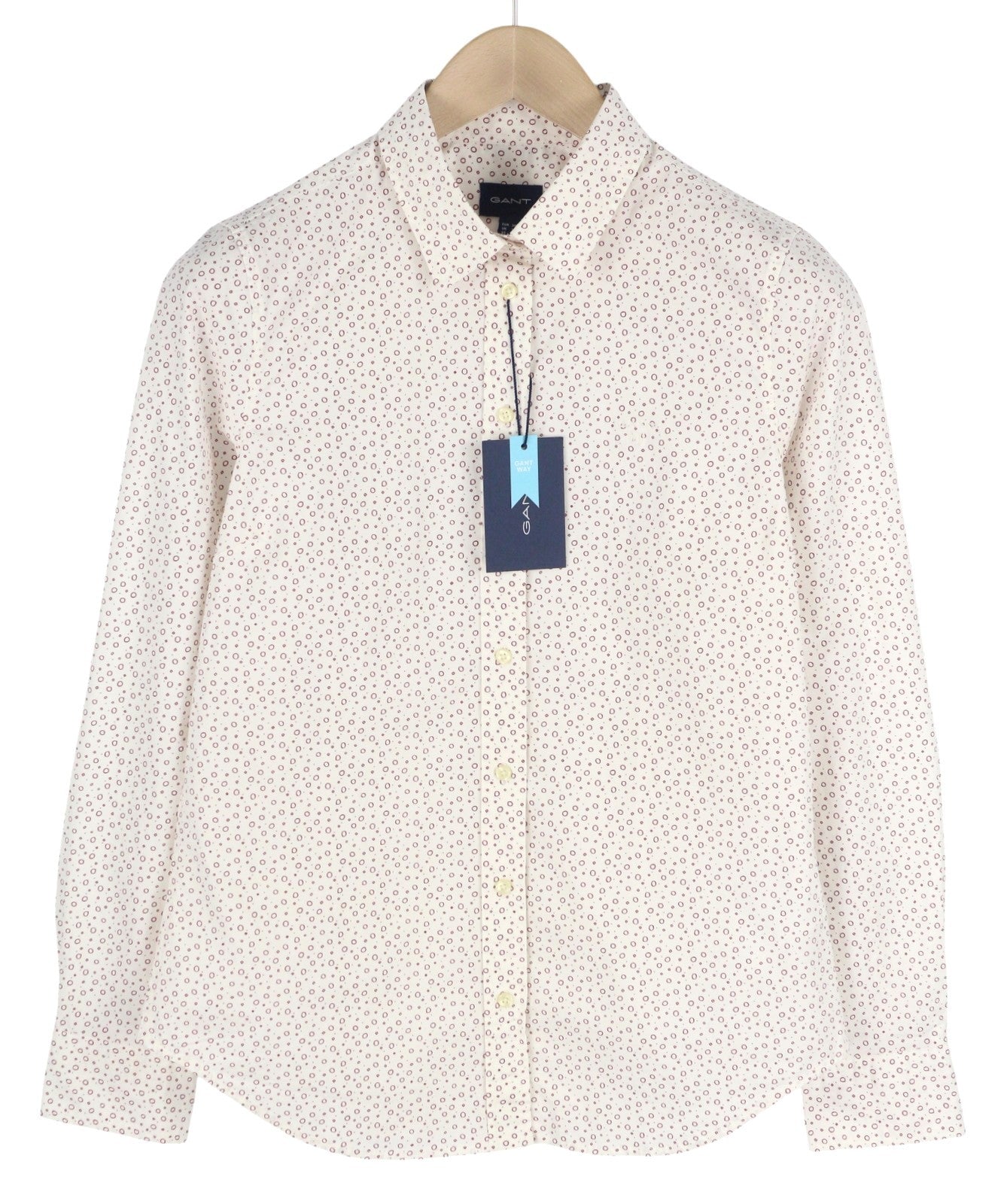 GANT Stretch Broadcloth Print Women Shirt EU38 Casual White Button-Up Spread