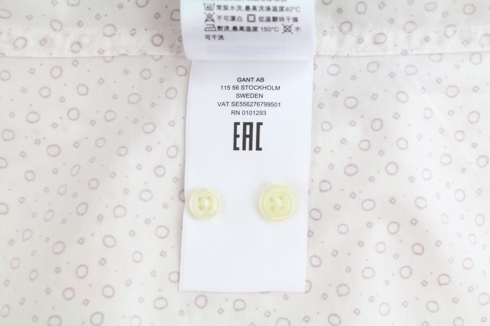 GANT Stretch Broadcloth Print Women Shirt EU38 Casual White Button-Up Spread