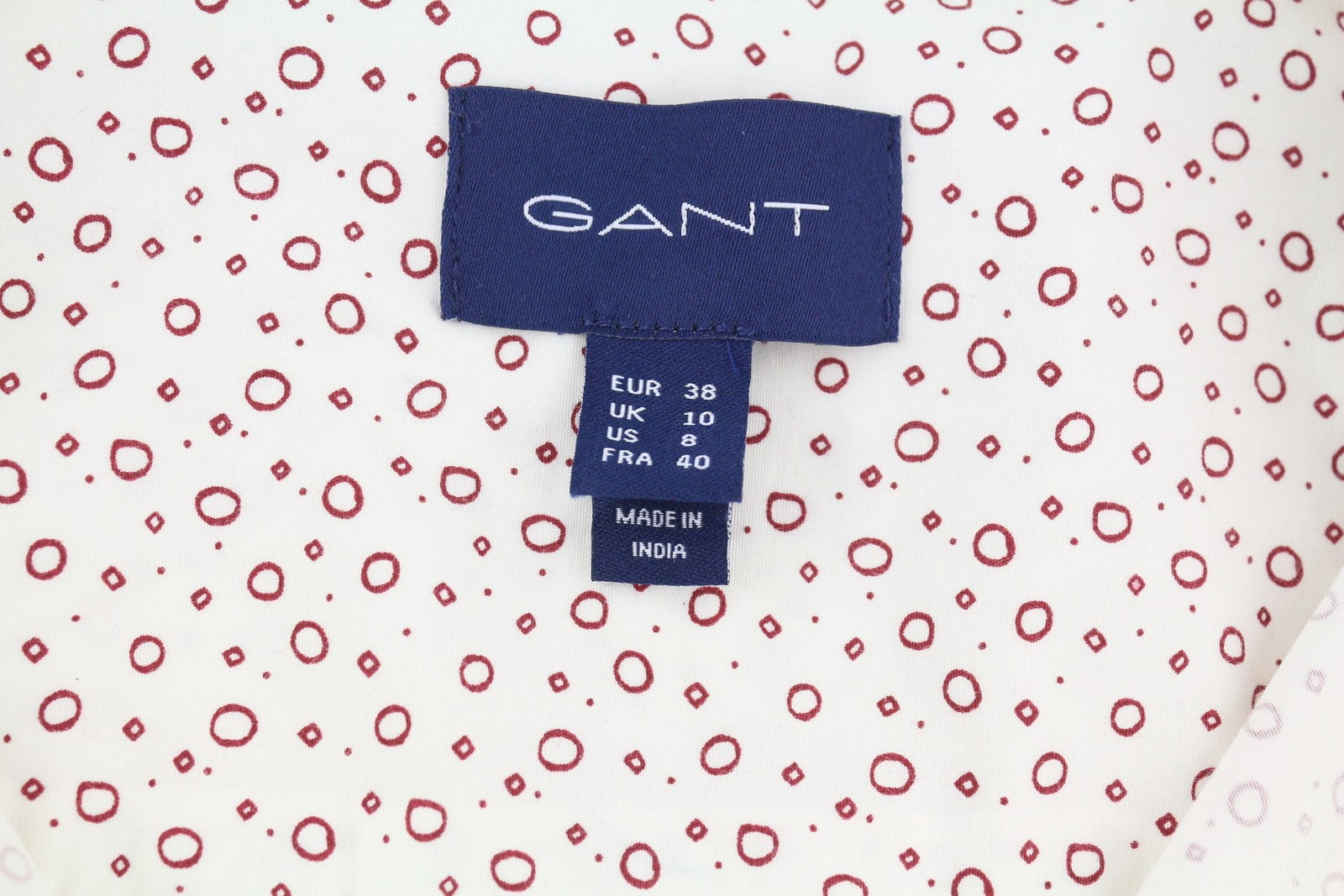 GANT Stretch Broadcloth Print Women Shirt EU38 Casual White Button-Up Spread