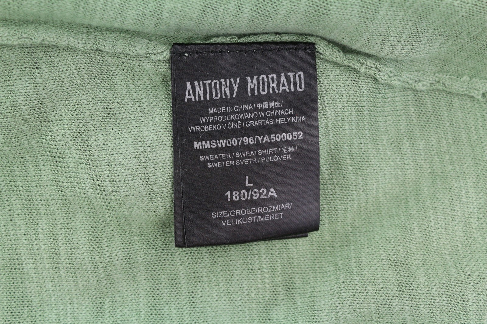 ANTONY MORATO Men Jumper L Green Knitted Crew Neck Patch Pocket Logo Pullover