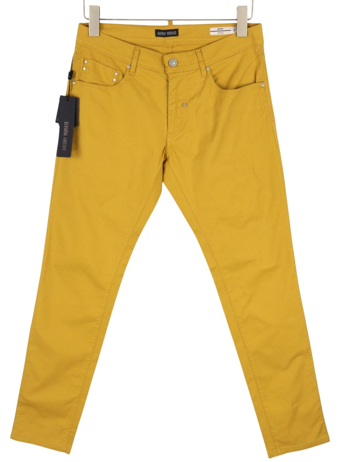 ANTONY MORATO Keith Men Trousers W28 Yellow Textured Skinny Fit Zip Fly Casual