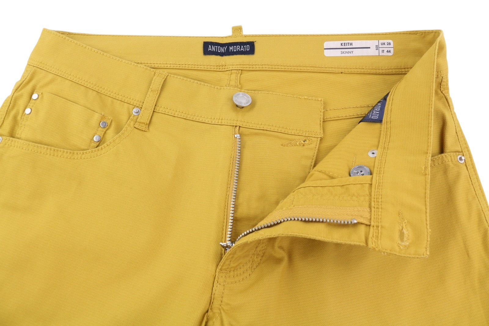 ANTONY MORATO Keith Men Trousers W28 Yellow Textured Skinny Fit Zip Fly Casual
